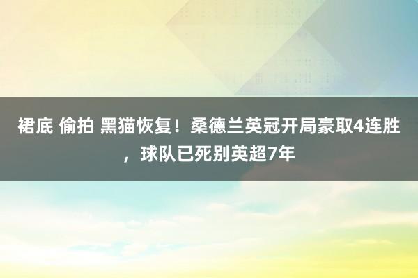裙底 偷拍 黑猫恢复！桑德兰英冠开局豪取4连胜，球队已死别英超7年