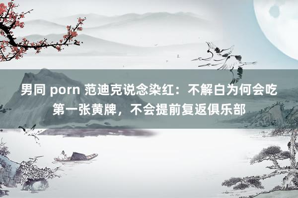 男同 porn 范迪克说念染红：不解白为何会吃第一张黄牌，不会提前复返俱乐部